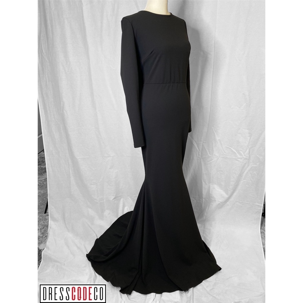 Black Back ruffle long sleeve Mermaid Dress